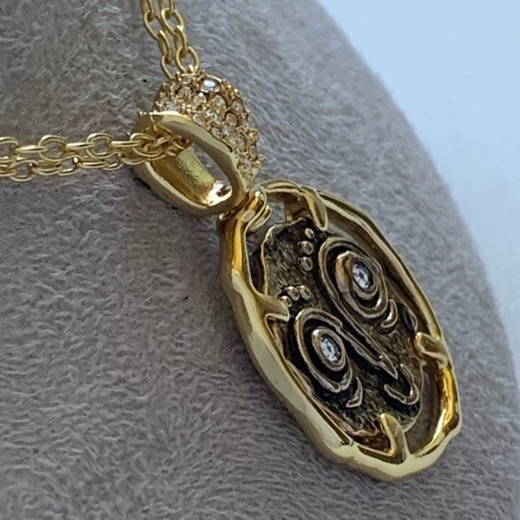 ALEXIS BITTAR • NEW Modern Antiquities Gold Coin Happy Sad Swivel Spin Necklace - Picture 12 of 15